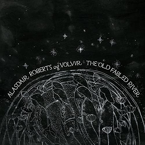 Vinyl record cover with sketched figures and starry night design.