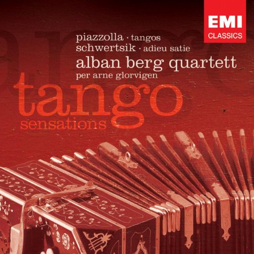 Red CD cover featuring a bandoneon and text "Tango Sensations" with EMI Classics logo.