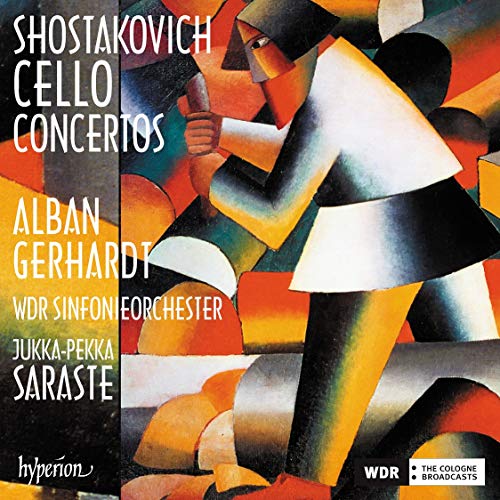A CD cover featuring a cubist painting of a cellist with white text overlay.