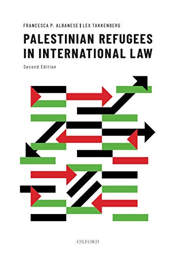 Book cover titled Palestinian Refugees in International Law featuring abstract red, green, and black arrows.