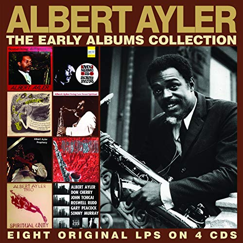 Albert Ayler 4CD collection cover featuring the musician with his saxophone.