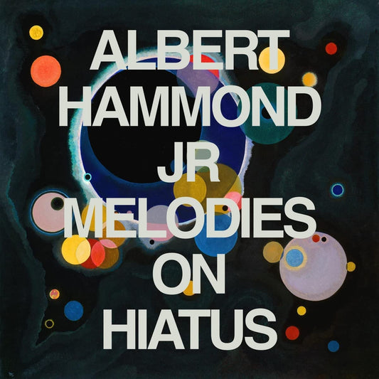 CD cover for Albert Hammond Jr.’s “Melodies on Hiatus” with colorful orbs.