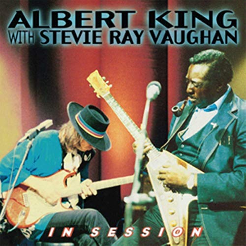 Albert King and Stevie Ray Vaughan playing electric guitars on a music album cover.