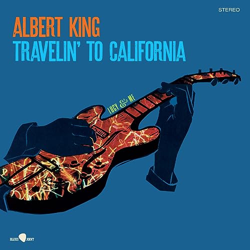 Album cover featuring a stylized guitar with orange light patterns against a blue background.