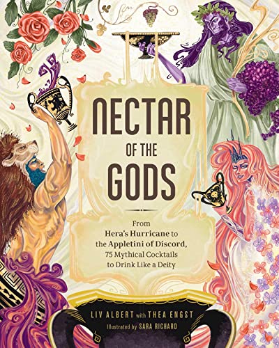 Book cover with ornate illustrations of mythical figures and floral designs.