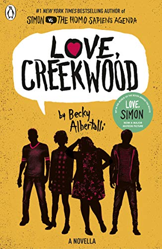 Book cover for “Love, Creekwood” featuring silhouettes of four young people.