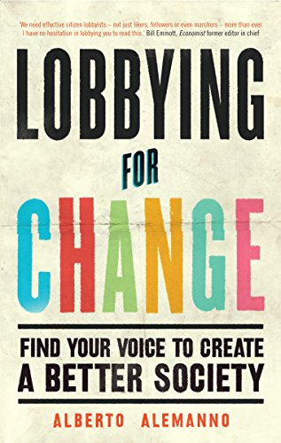 Book cover: "Lobbying for Change" with bold, colorful title text.