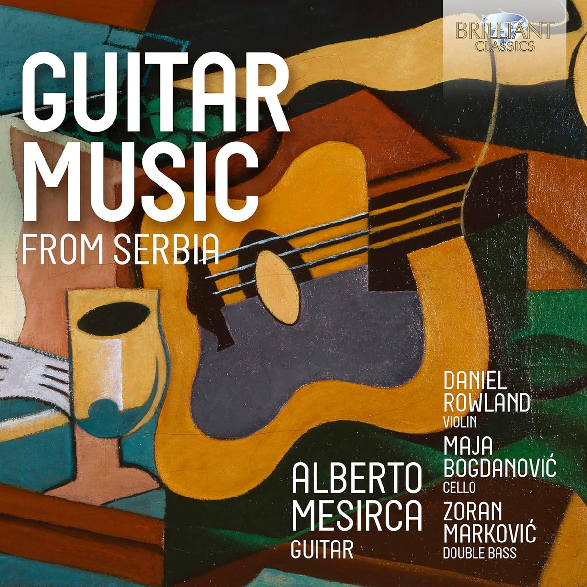 CD cover for "Guitar Music From Serbia" featuring abstract art and musicians’ names.