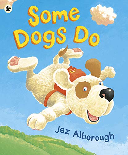 Book cover: illustrated dog tumbling mid-air against a blue sky.