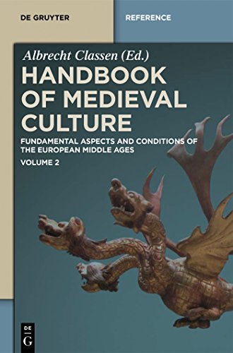 Book cover for Handbook of Medieval Culture Volume 2 featuring a three-headed dragon sculpture.