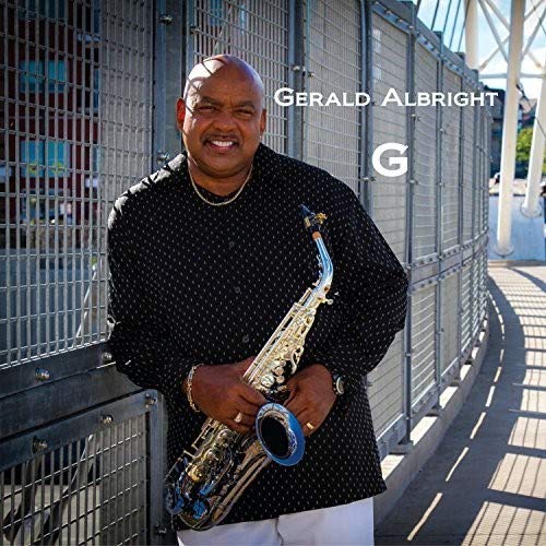 Gerald Albright holding a saxophone, album cover with letter "G".