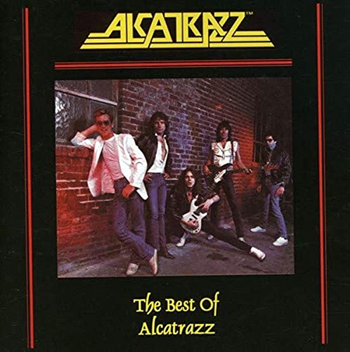Alcatrazz album cover featuring a band posing against a brick wall.