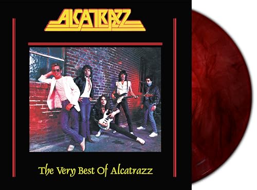 Alcatrazz album cover and red marble vinyl record side-by-side.