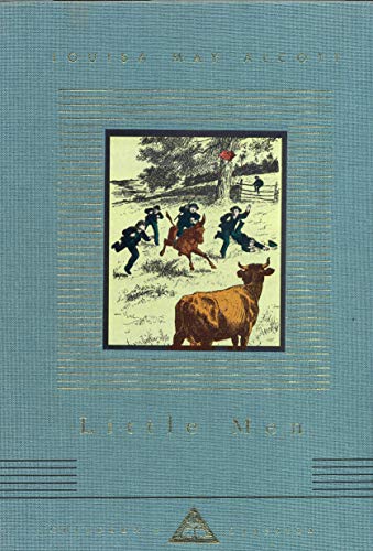 Book cover of "Little Men" with illustration of boys and a cow.