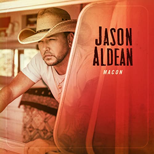 Jason Aldean album cover, "Macon," featuring a man in a cowboy hat.