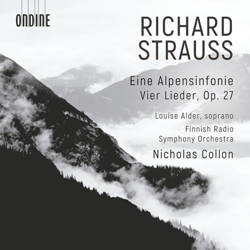 CD cover for Richard Strauss’ “Eine Alpensinfonie” with mountain scene.
