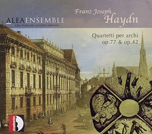 CD cover: Haydn string quartets, featuring a building and musical clock.