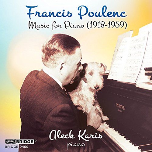CD cover featuring a man kissing a dog beside a piano, pastel background.