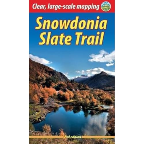 Front cover of the Snowdonia Slate Trail guidebook featuring a mountain lake landscape.