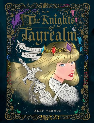 Cover of The Knights of Tayrealm coloring book featuring an illustrated blonde knight.