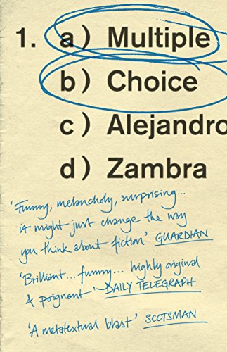 Book cover with multiple choice options and author name, Alejandra Zambra.