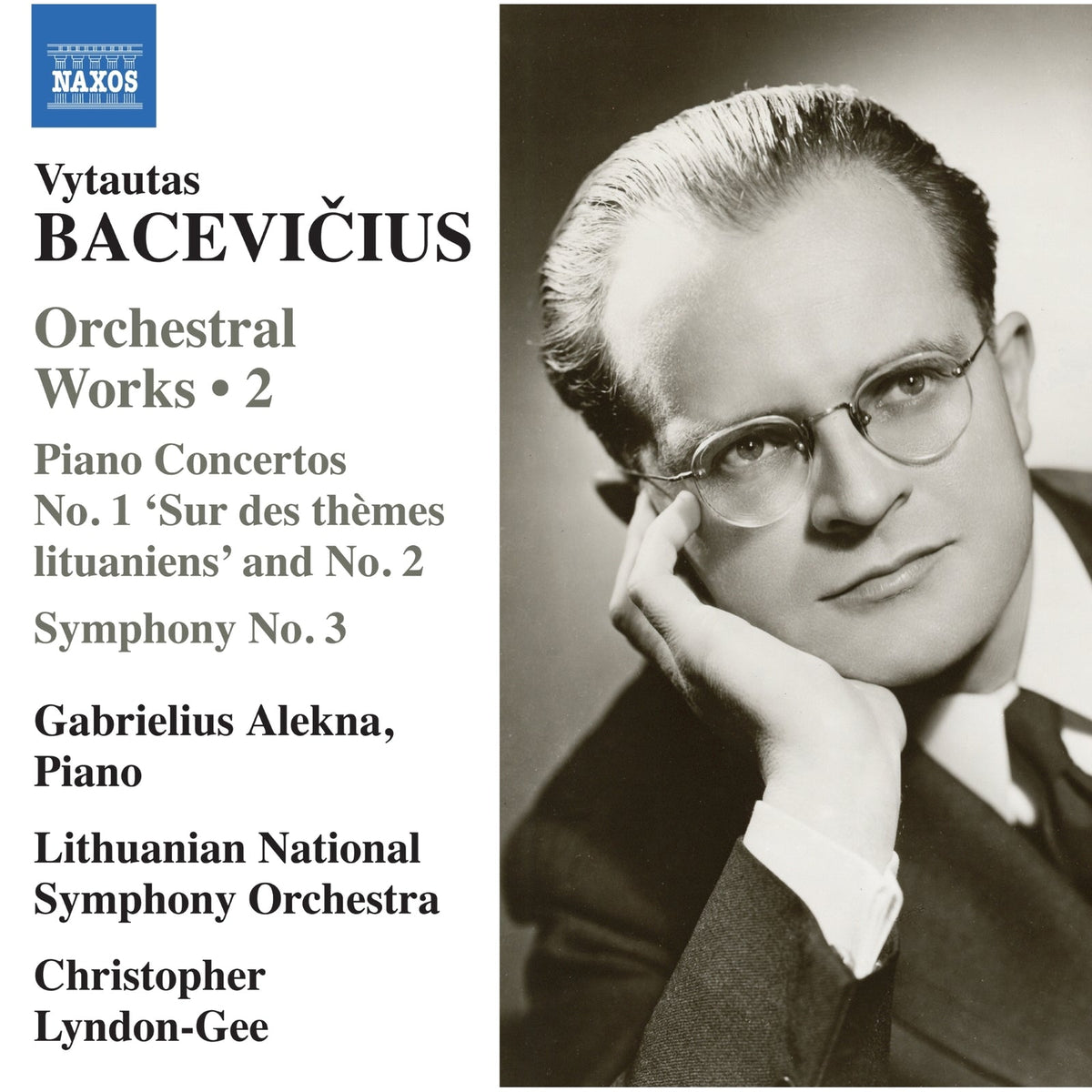 CD cover featuring a portrait of composer Vytautas Bacevičius.