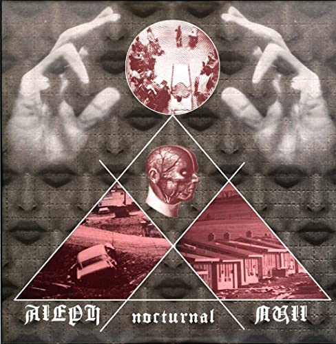 Album cover: surreal collage with hands, faces, and geometric shapes.