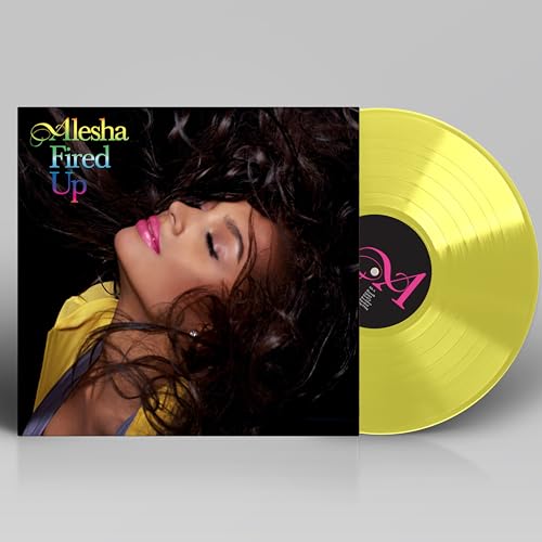 Alesha Dixon “Fired Up” yellow vinyl record with album cover portrait.