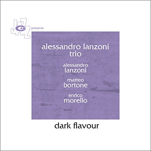 CD cover for Alessandro Lanzoni Trio’s “Dark Flavour” with purple texture.