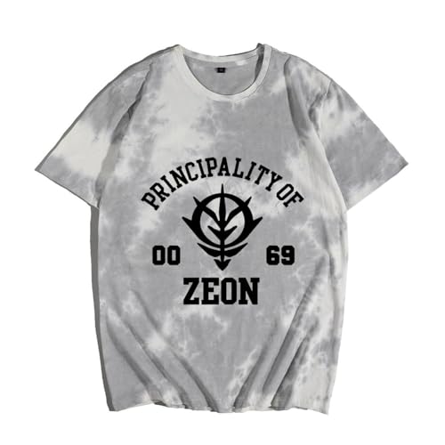 Gray tie-dye t-shirt with black "Principality of Zeon" graphic.