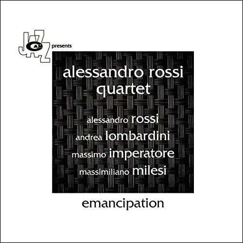 CD cover for Alessandro Rossi Quartet’s “Emancipation” with black and white weave pattern.