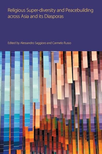 Book cover with abstract colorful stripes and title about religious peacebuilding.
