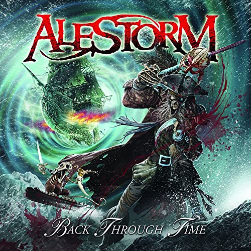 Alestorm album cover: pirate with sword, ship, and swirling blue vortex.