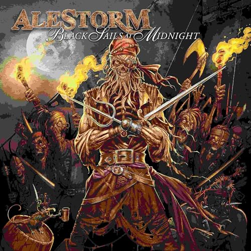 Album cover for Alestorm’s “Black Sails At Midnight” featuring pirate skeletons.