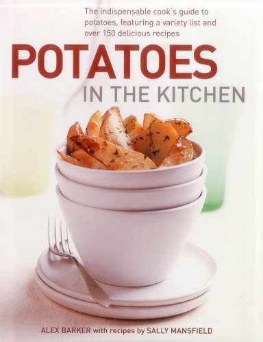 Cookbook cover, "Potatoes In The Kitchen," featuring roasted potato wedges.