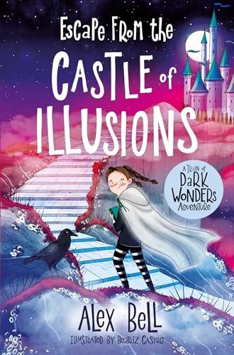 Book cover: girl with raven ascends stairs toward a fairytale castle.