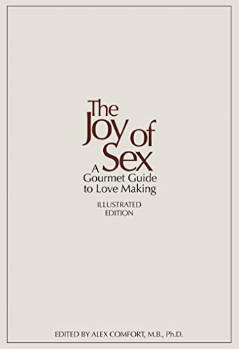 Cover of "The Joy of Sex" book, brown text on beige background.