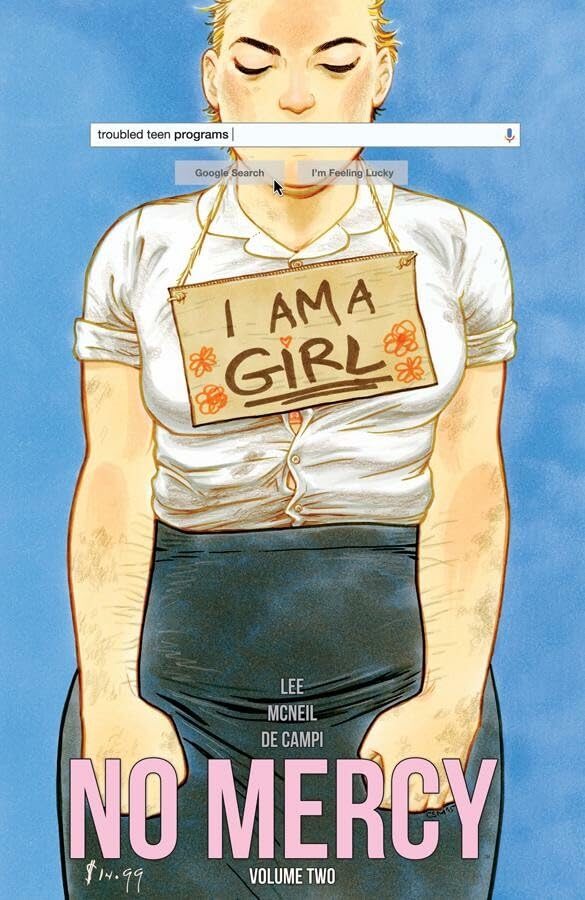 Comic book cover: young woman with a sign, "I AM A GIRL," and title text.
