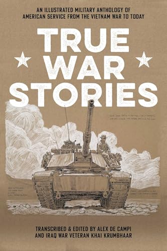 Book cover: "True War Stories" with illustration of a tank and soldier.