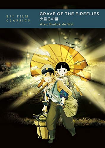 Book cover for “Grave of the Fireflies” featuring children with an umbrella.