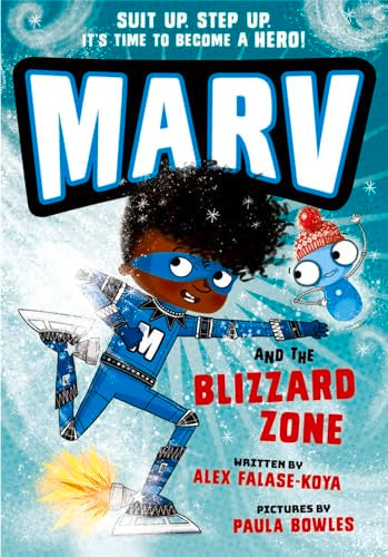 Book cover featuring a superhero boy in a blue suit and a small robot.