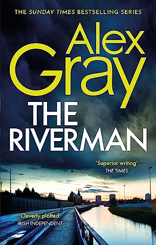 Book cover for "The Riverman" with a dark, stormy riverside scene.