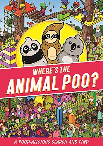 Book cover with panda, sloth, and koala searching a busy outdoor scene.