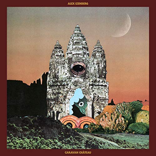 "Album cover featuring a surreal, psychedelic image of a stone temple with an eyeball."