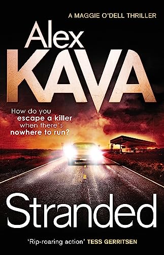 Book cover: "Stranded" by Alex Kava, showing a car on a desolate road.