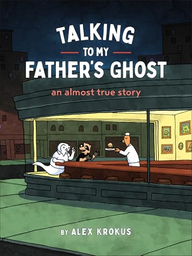 Book cover: ghost at diner counter with a waiter, cartoon style.