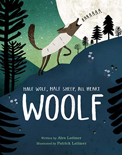 Book cover: a white wolf-sheep hybrid howling under a full moon.