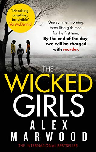 Book cover: three girls stand in a field with a dark, ominous sky.