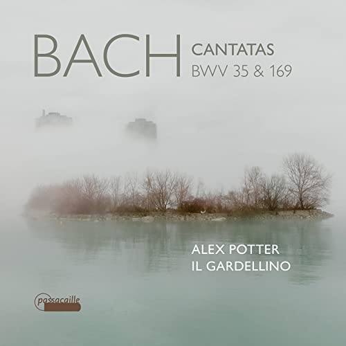 CD cover for Bach cantatas and toccata, foggy landscape scene.