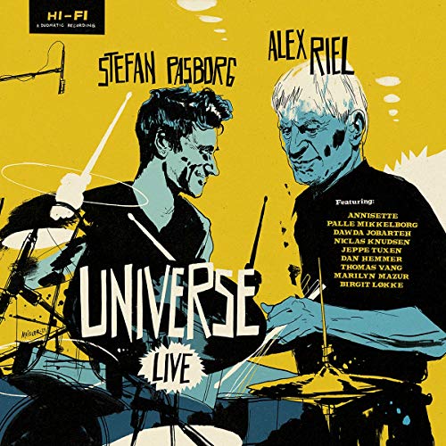 CD cover: Alex Riel and Stefan Pasborg, illustrated in black and yellow.